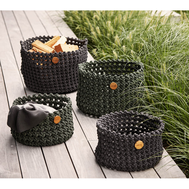 Soft Rope Basket, 9.1" H x 15.8" W x 15.8" D, Dark Green