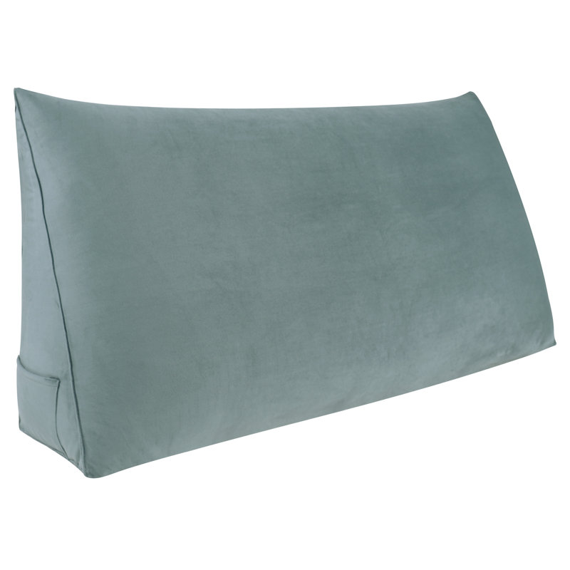 Sit-up Back Comfort Triangular Puffy Velvet Headboard Wedge Reading Pillow for Back Support uplift Compression, Gray