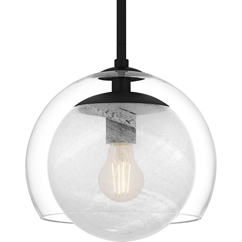 Mini-luminaire suspendu 1 lumière Eslinger, Noir mat