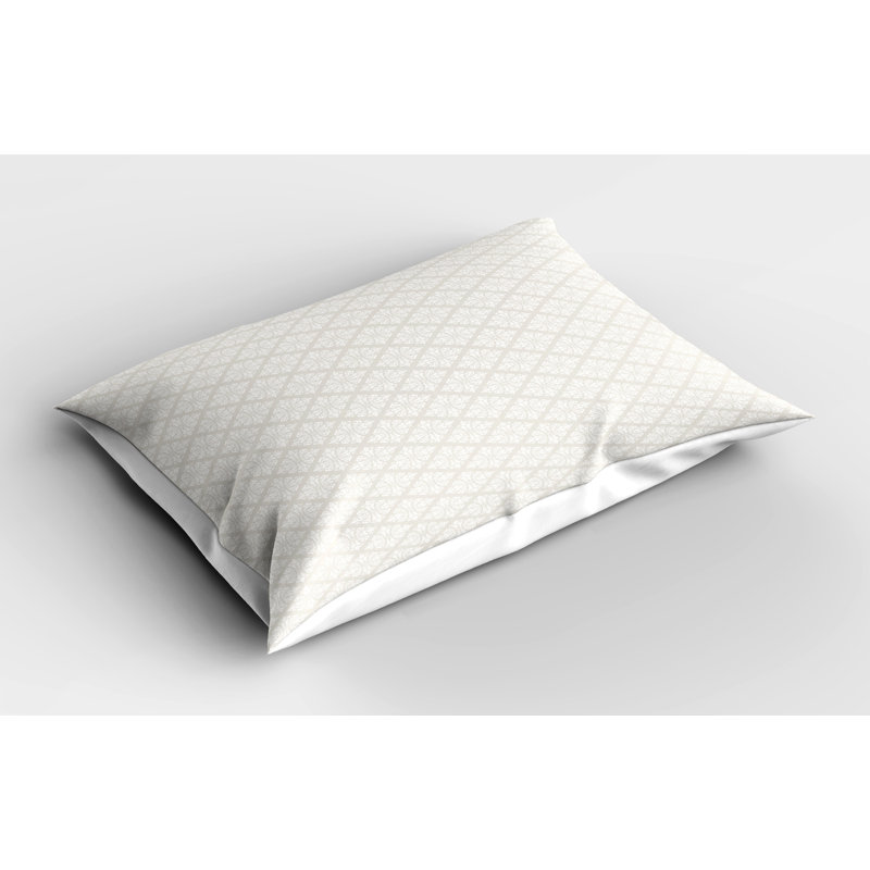 Ambesonne Damask Pillow Sham 2 Pack Simplistic Modernized Shapes Pale Eggshell White, 20"H x 26"W