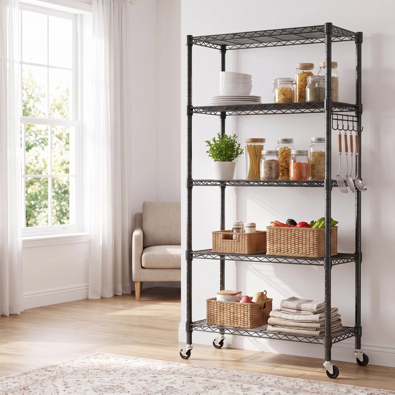 Rayonnage à hauteur réglable Lylla, Noir, H 62,2 po x l 29,92 po x P 13,78 po