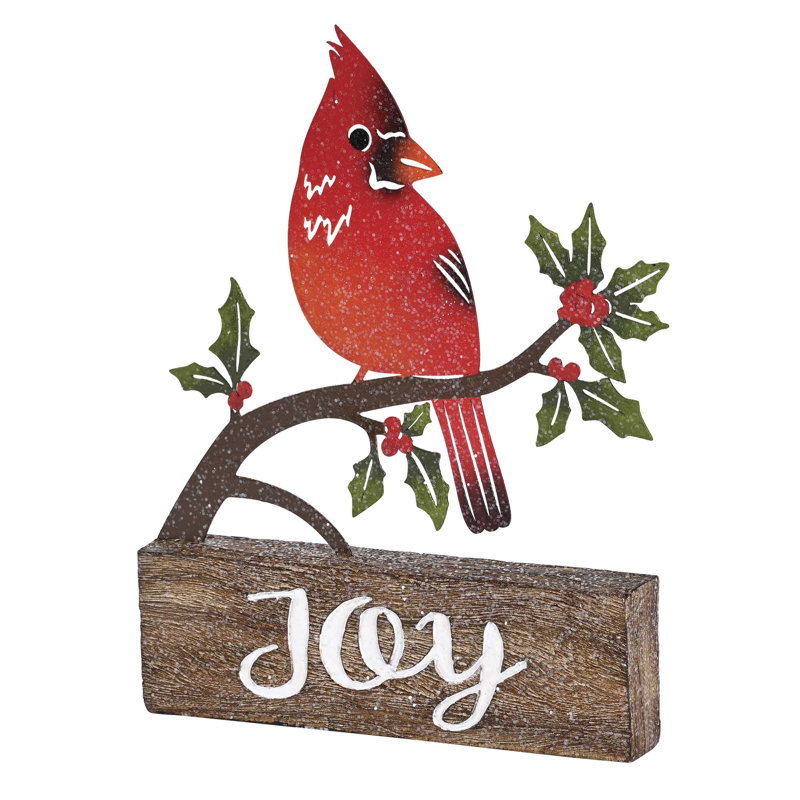 Figurine de Noël cardinal en métal Joy