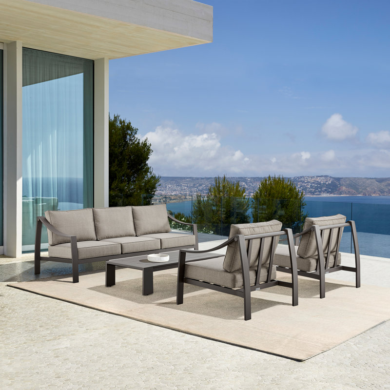 Koda Brown Aluminum Rectangular Outdoor Coffee Table