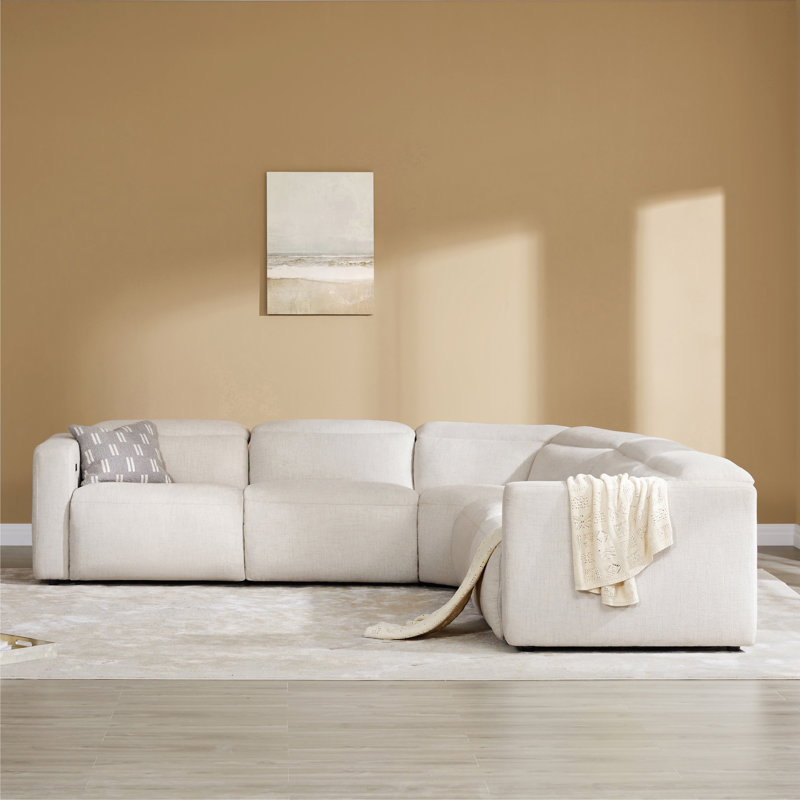 Canapé modulaire inclinable électrique 5 pièces Alaylah, Symétrique, H 39,4 po x l 125,2 po x P 125,2 po