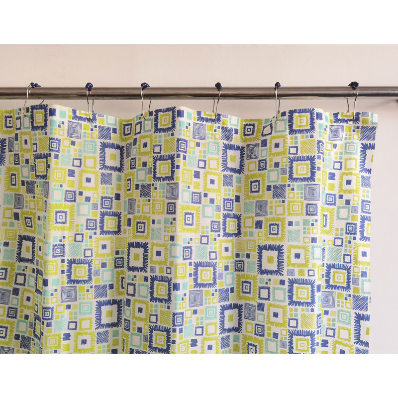Geometric Shower Curtain with Hooks Included