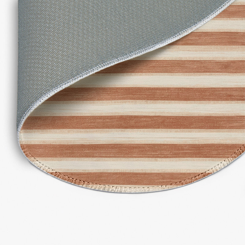 Tapis intérieur / extérieur beige HorizontalStripes, Rond 5 pi