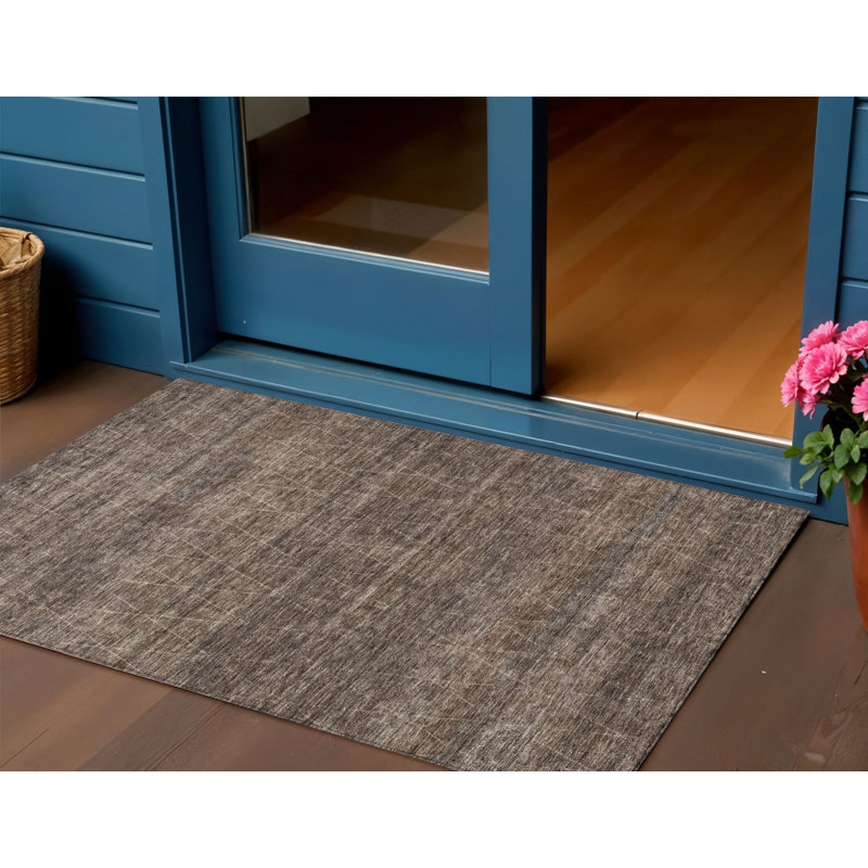 3' X 5' Coffee And Ivory Geometric Washable Indoor Outdoor Area Rug