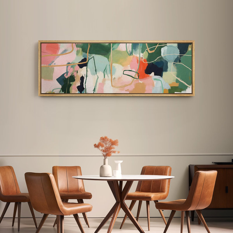 «Mid Century Shape Colorful Abstraction Vibrant», reproduction d'art sur toile, H 20 po x l 60 po, Naturel