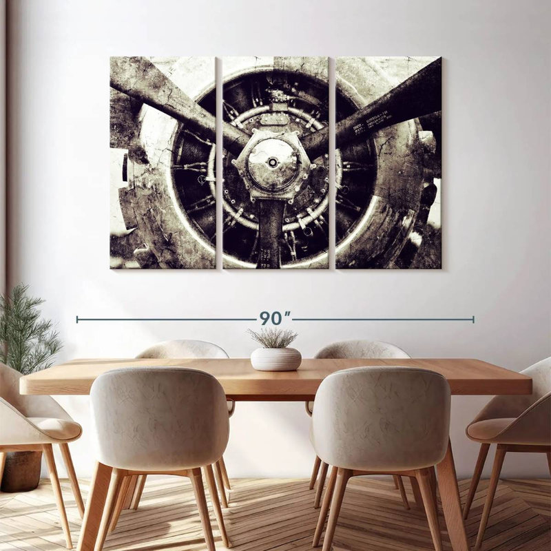 Ensemble d'hélices rétro sur toile 3 pièces, H 48 po x l 74 po