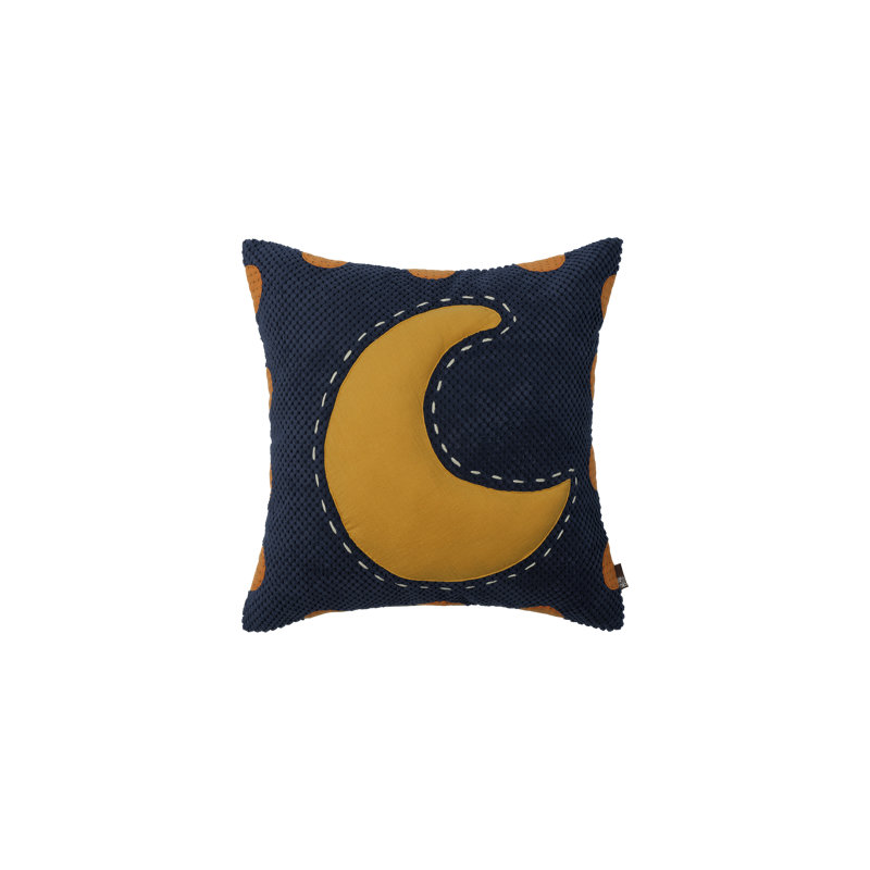 Housse et insert de coussin décoratif carré en patchwork de lune jaune / bleu 18 po x 18 po
