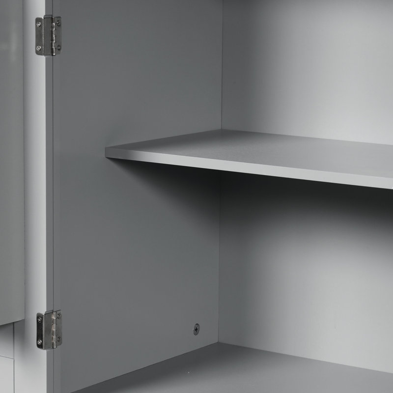 Armoire de salle de bain grise - spacieuse, 1 tablette réglable, armoire basculante en finition, plusieurs compartiments