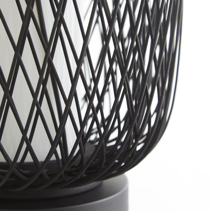 Nexus Pewter 2-Light Table Lamp with Linen Shade and Bamboo Frame