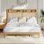 Base de lit très grand, cadre de lit en bois de ferme avec tête de lit de rangement, cadre de lit plateforme Boho avec lumières DEL et station de charge, support de lattes de bois, aucun sommier nécessaire-1779562587
