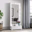 Grand miroir étroit Elisa avec haut-parleur et tiroir blanc