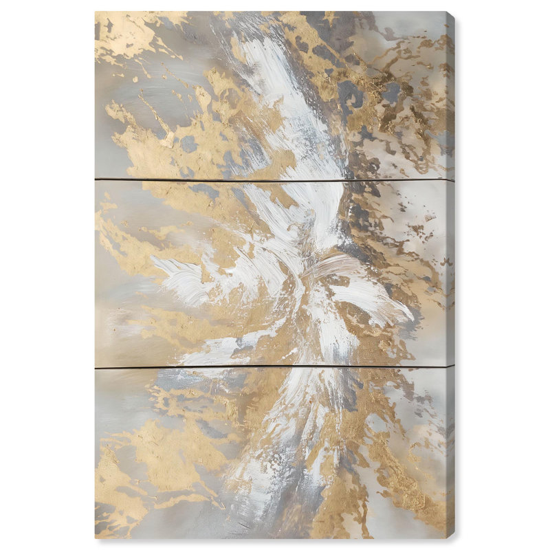 «Tones of Tranquility Canvas Elegant Gold Abstract» par Latitude Run®, Toile tendue, H 24 po x l 16 po