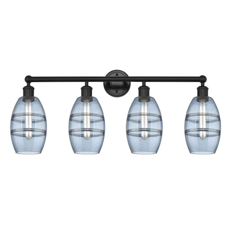 Éclairage pour meuble-lavabo à 4 lumières à intensité variable Dundrod, Bleu princesse, Noir mat