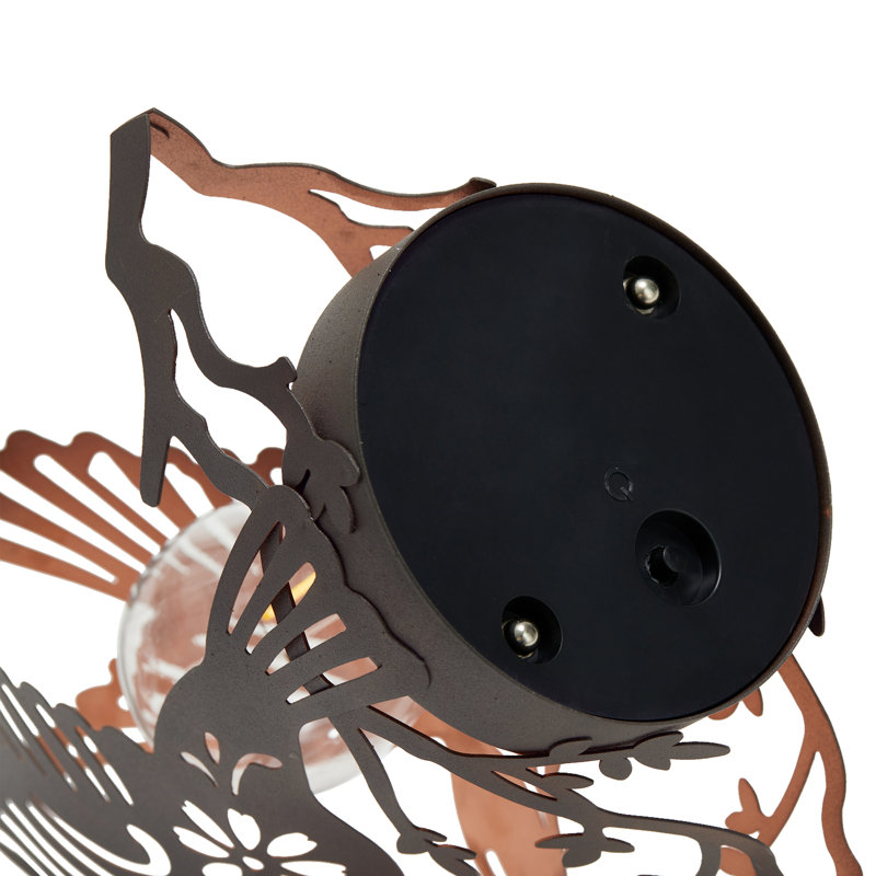 9.75'' Black and Gold Metal Hummingbird Solar Lantern