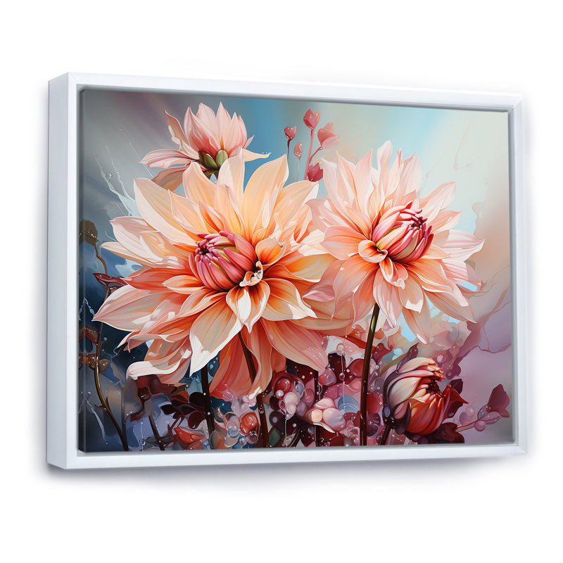Impression sur toile Coral Dahlia Charm I - Dahlia, Cadre flottant blanc, H 30 po x l 40 po