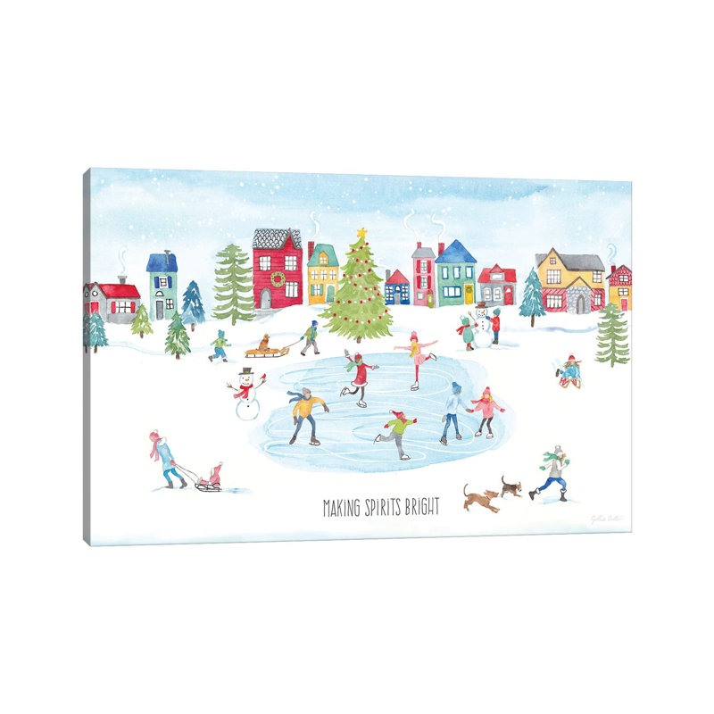 Vintage Holiday Cheer Landscape by Cynthia Coulter - Wrapped Canvas Painting