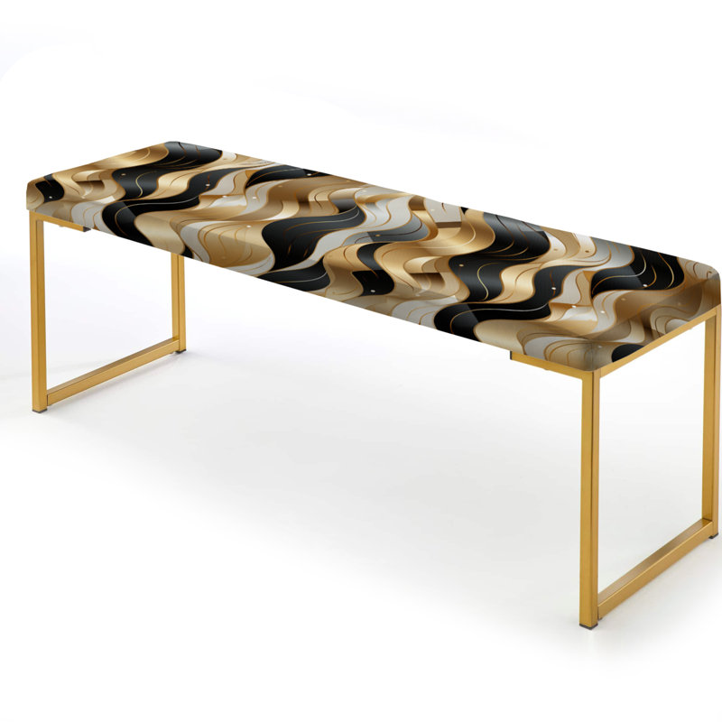 Banc rembourré Marble Gold, Vagues de champagne dorées et blanches