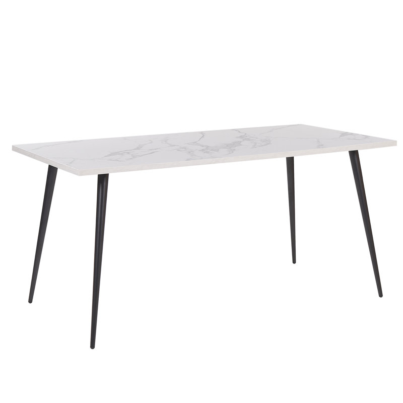 Cary Metal Base Dining Table, White, H76 x L160 x W80cm