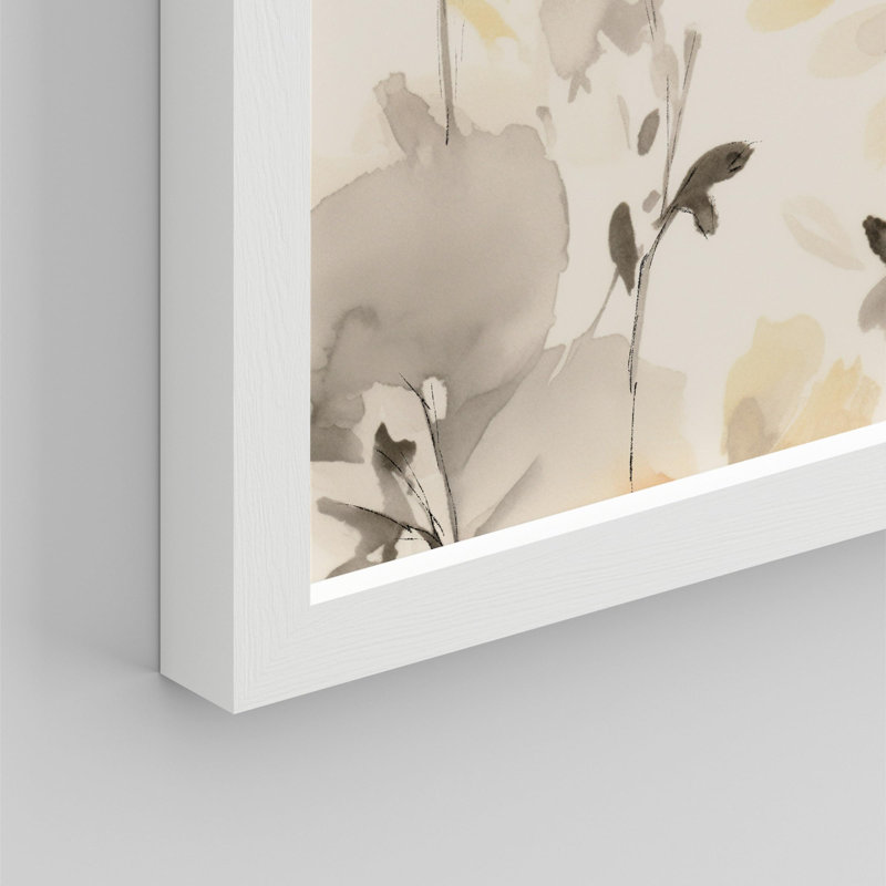 «Elegant Watercolor Floral Soft Peach and Grey Tones Illustration Modern Minimalist» sur papier, Blanc, H 11 po x l 14 po