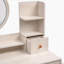 Meuble-lavabo de chambre à coucher, coiffeuse avec tabouret rembourré et miroir DEL-123300713