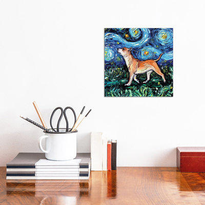 Staffordshire Bull Terrier Night by Aja Trier - Wrapped Canvas Gallery-Wrapped Canvas Giclée