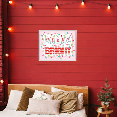 Pastel Pink Merry & Bright Framed Giclee, design by Nicole Tamarin
