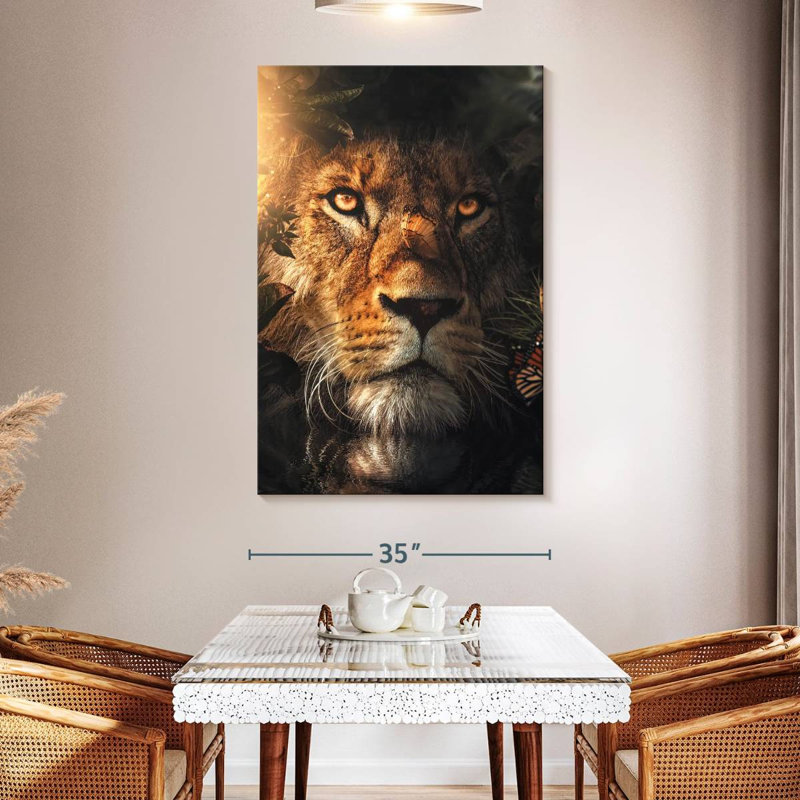 Brampt Lion Hiding, 51" H x 34" W