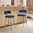  Padded Cushion Metal Legs Modern Bar Stool Set of 2 Blue-974871967
