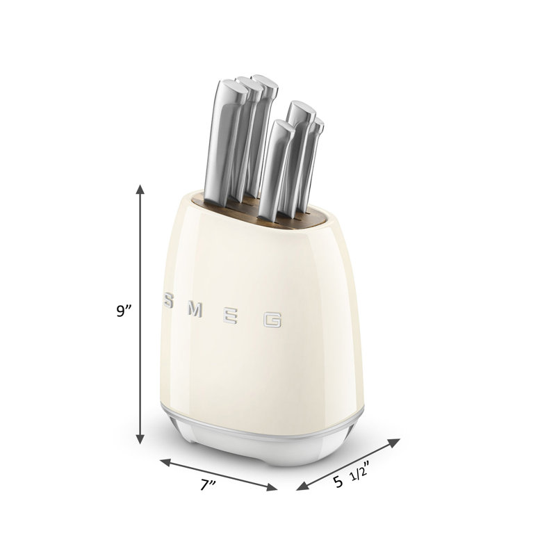 Ensemble de blocs à couteaux 7 pièces SMEG, Crème, crème