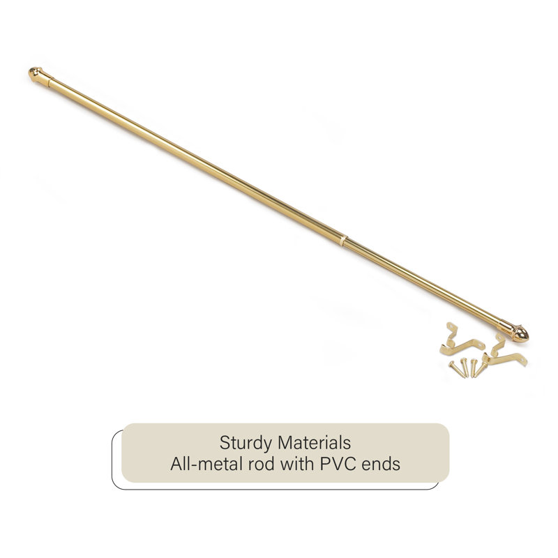 Fantasia Adjustable Single Curtain Rod, Brass, 28" - 48"