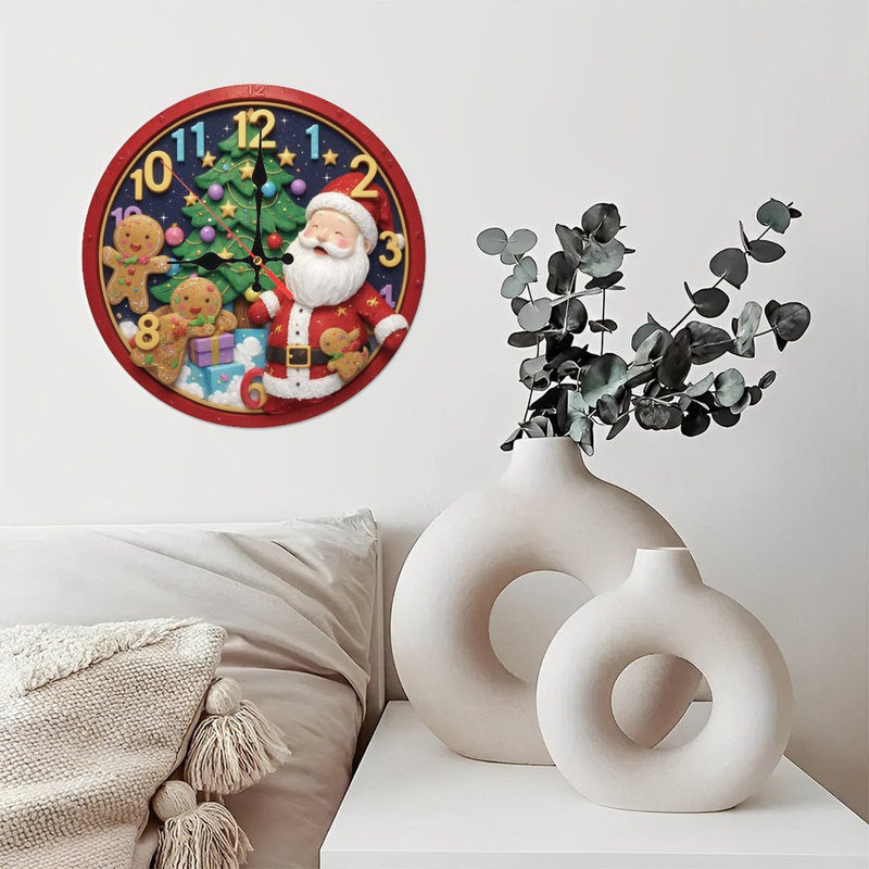 Père Noël-pain d'épices-horloge de Noël