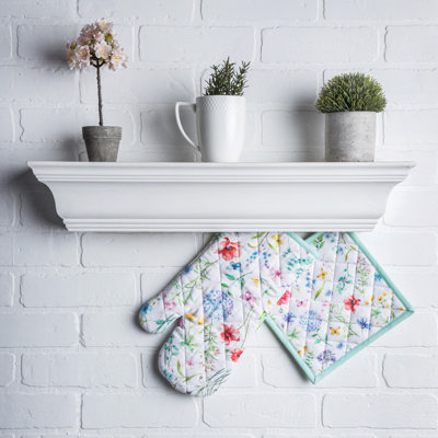 Gant de cuisine 100% coton + porte-casserole Maison d'Hermine Just Floral - 7,5 po x 13 po et 8 po x 8 po