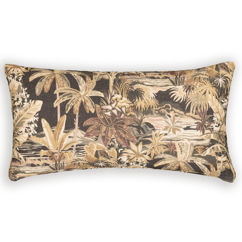Coussin décoratif Borassa, 26 po x 14 po, Plumes, Onyx