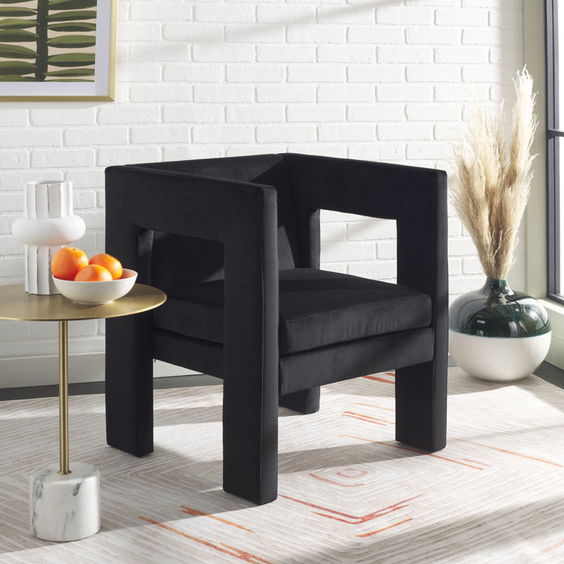 Fauteuil en velours 26 po Shikha, Noir