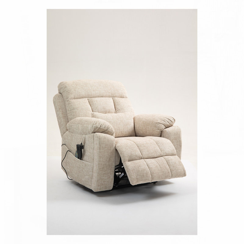 Massaging Velvet Lift Recliner Soft Comfort Perfect For Elderly Relaxation, Cream