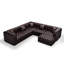 Ensemble de canapé modulaire en forme de L de 132,5 po, canapé modulaire rembourré en similicuir 5 places avec conception touffetée à la main pure, 1 repose-pieds et 5 coussins, combinaison multiple pour le salon, brun foncé