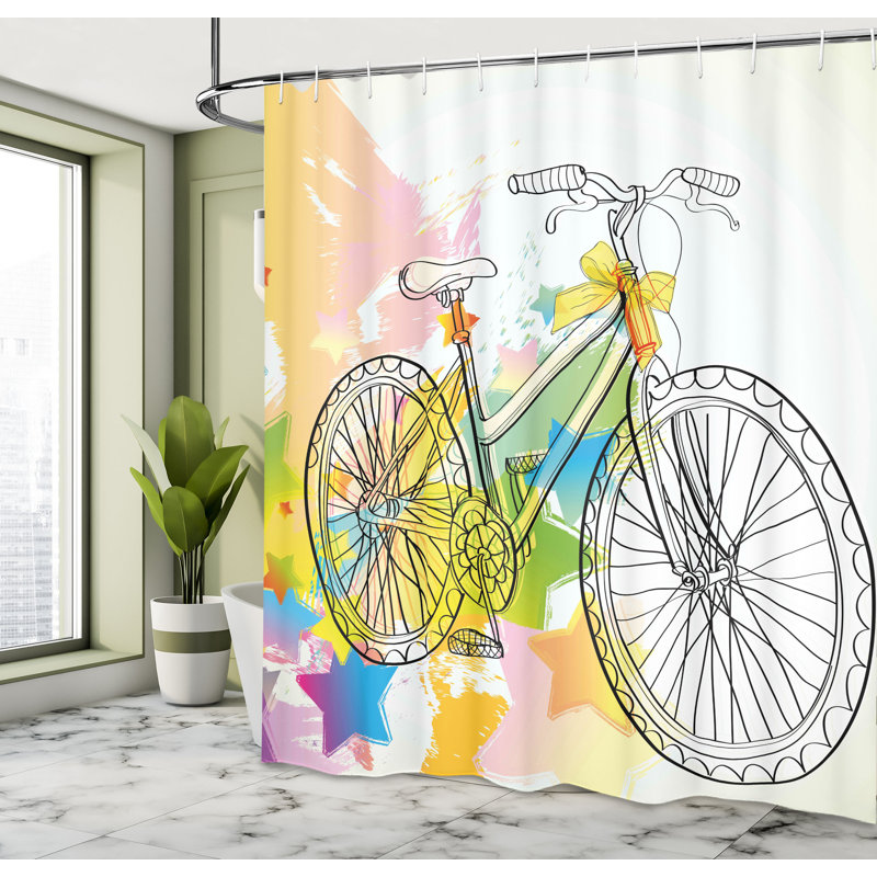 Ensemble de rideau de douche et crochets d’esquisse, H 70 po x l 69 po