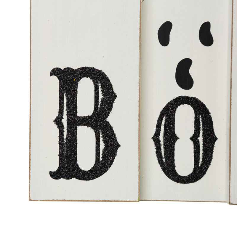 12" White Wooden Ghost Halloween Table Decor