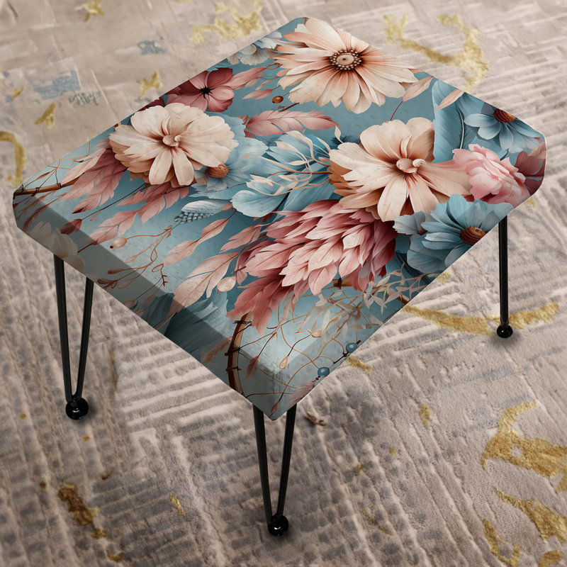 Pink And Blue Dreamcatchers Boho Pattern - Floral Rectangle Ottoman