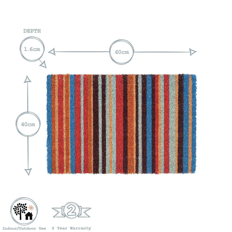 Nicola Spring - Coir Door Mats - Pinstripe, 40cm W x 60cm L