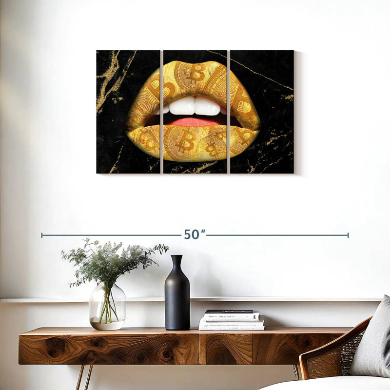 Shuttleworth Bitcoin Gold Lips, 20" H x 33" W