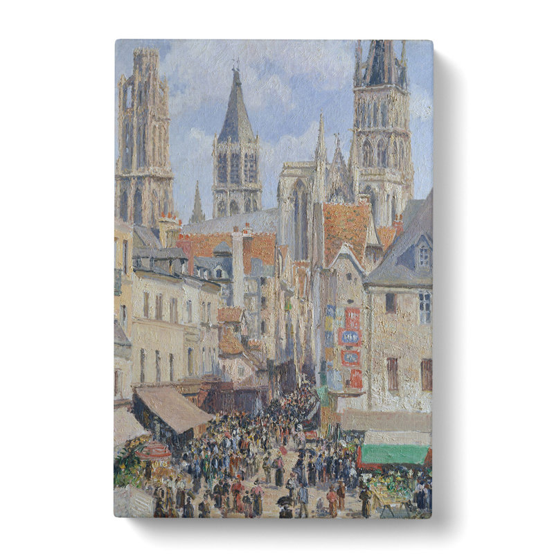 The Old Market At Rouen by Camille Pissarro - Wrapped Canvas, 76cm H x 50cm W x 3cm D