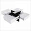 Table basse blanche extensible ultrabrillante UV avec 4 compartiments cachés pour le salon, peu encombrant et amp; Organisé-546554688