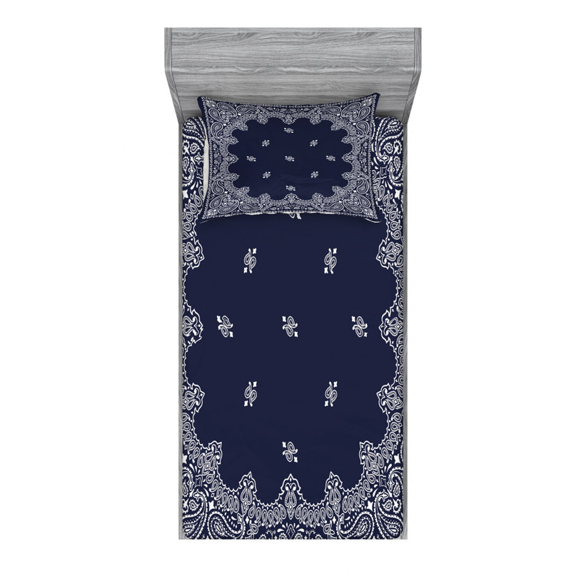 Microfiber Paisley Sheet Set, Twin XL Sheet Set with Fitted Sheet