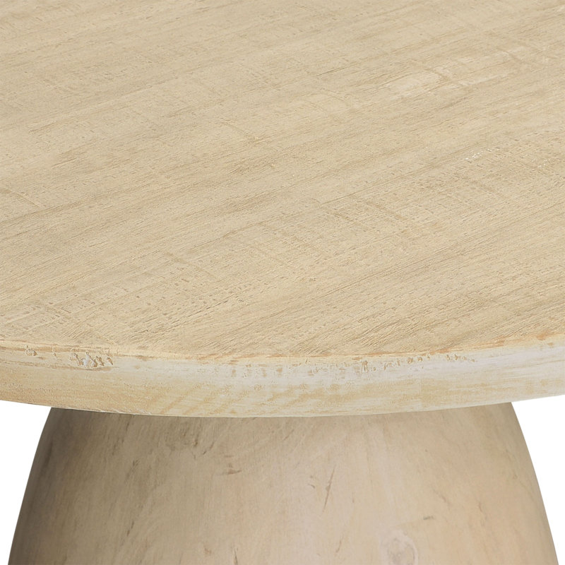 Balak Reclaimed Pine Round Modern Hourglass Bistro Dining Table, Light Warm Wash, 30'' H x 48" L x 48" W