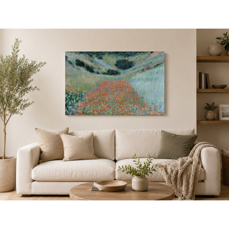 Champ de coquelicots dans un creux près de Giverny (1885) - Paysage, art mural sur toile, L 14 po x H 11 po