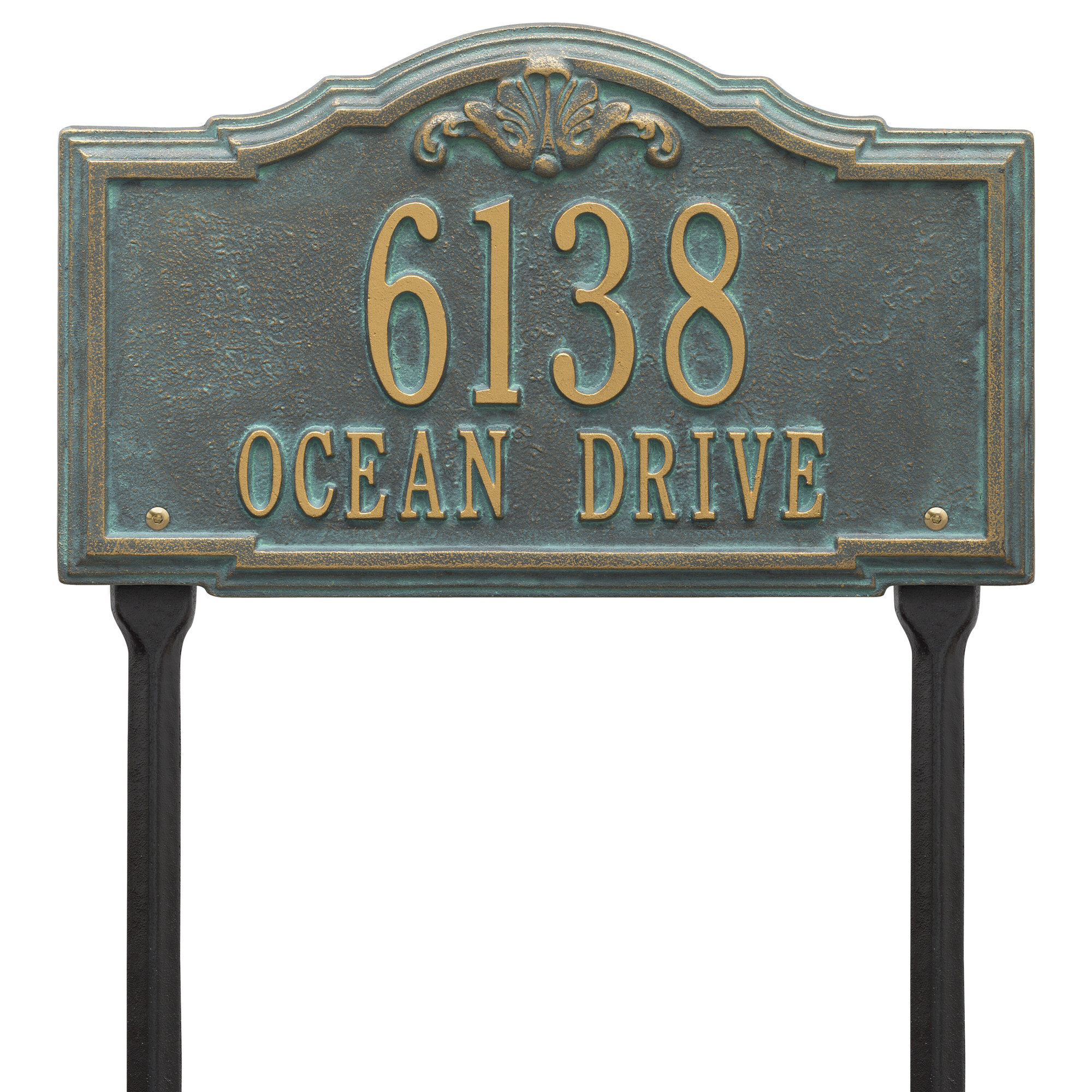 Gatewood Personalized Standard 2-Line Lawn Address Sign, Yes, Bronze/Verdigris